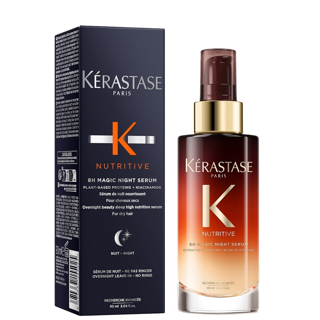 Kérastase Iconics Set for Nourishment, 8H Magic Night Serum with Niacinamide & Travel Size Elixir Ultime Hair Oil