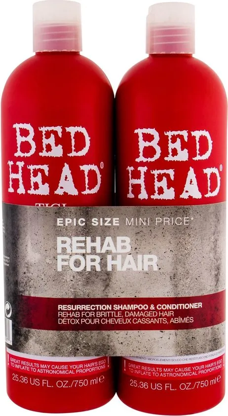 Bedhead by TIGI | Ensemble de shampooing et revitalisant Resurrection | Soins capillaires pour cheveux cassants et abîmés | Formule de soin puissante et régénérante | 2 x 750 ml