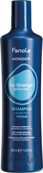 Shampoing Fanola Wonder No Orange avec pigments bleus pour éliminer les tons orangés indésirables pour les brunes éclaircies et les cheveux châtain (350 ml)