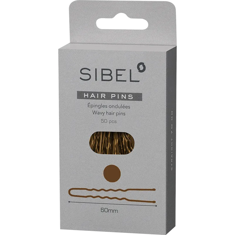 SIBEL Classic Épingles Métal Ondulé Marron 60mm 50pcs