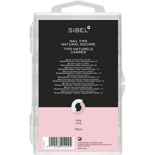 [6200072] Sibel Nail Tips Natural Square Box 100Pcs